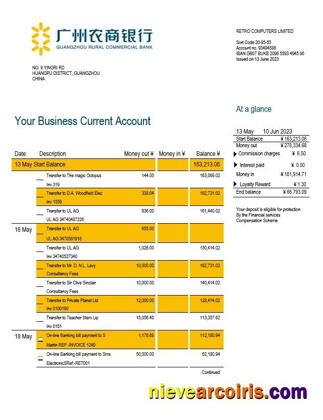 Guangzhou Rural Commercial Bank company statement